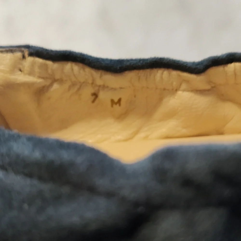 Amalfi By Rangoni Suede Cap Toe Ballet Flat Wedges Navy Blue Patent Croc Italy 7